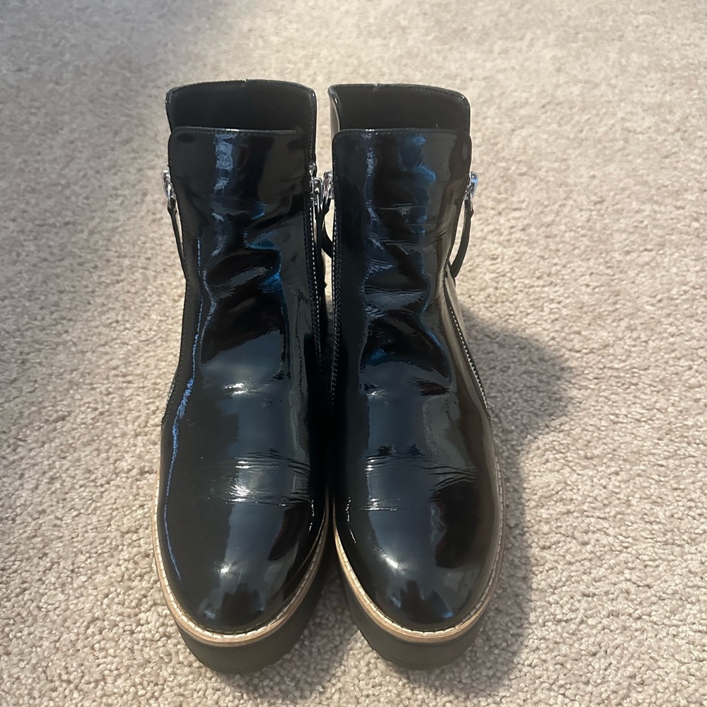 Black Patent Leather Heeled Boots
